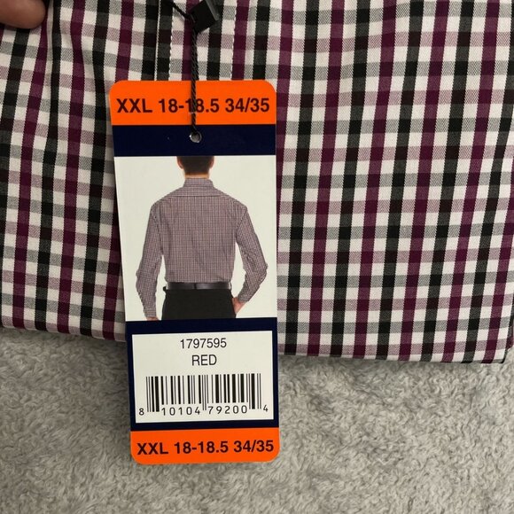 NEW Chaps Men's XXL Button Down Dress Shirt Regular Fit Checkered - Picture 6 of 8
